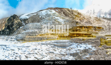 Mammoth Hot Springs, Yellowstone-Nationalpark. Stockfoto