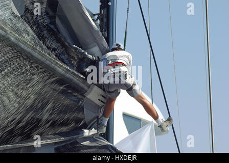 Costa Smeralda, Sardinien. Akrobatik während in Maxi Yacht Rolex Cup 2008 Stockfoto