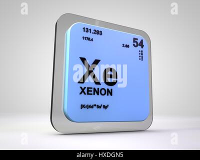 Xenon - Xe - Chemisches Element Periodensystem 3d render Stockfoto