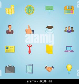 Business Team Icons set, cartoon-Stil Stock Vektor