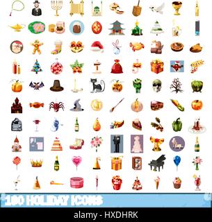 100 Urlaub Icons set, cartoon-Stil Stock Vektor
