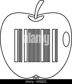 Apfel mit Barcode Symbol skizzieren Stil Stock Vektor