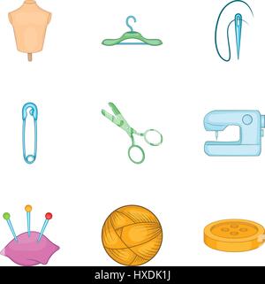 Zubehör für Nähen Workshop Icons set Stock Vektor