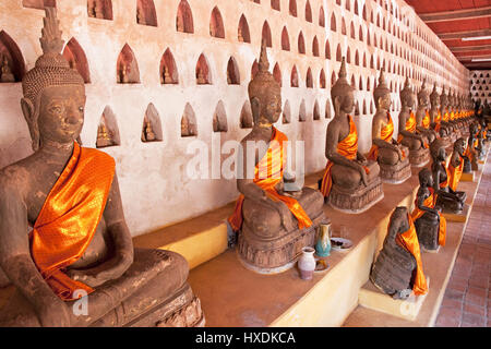 Buddhas im Wat Sisaket buddhistischen Kloster in Vientiane, Laos. Stockfoto