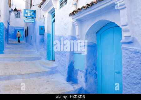 Marokko die blaue Stadt Chefchaouen. Stockfoto