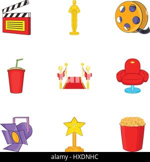 Film-Ikonen-Set, Cartoon-Stil Stock Vektor
