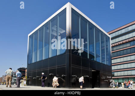 Pavillon der Informationen von der Elbphilharmonie in der HafenCity, Informationen Pavillon Elbphilharmonie Schallgeschwindigkeit in der Hafenstadt |, Informa Stockfoto