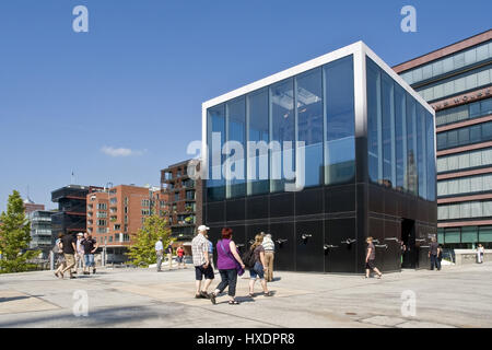 Pavillon der Informationen von der Elbphilharmonie in der HafenCity, Informationen Pavillon Elbphilharmonie Schallgeschwindigkeit in der Hafenstadt |, Informa Stockfoto