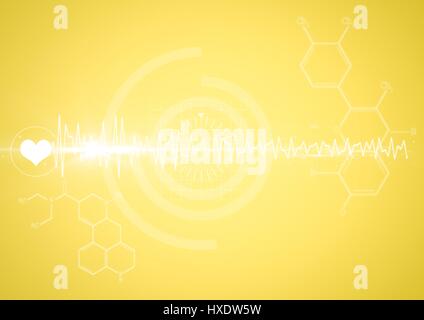 Digitalen Verbund aus weißen medizinische Schnittstelle und Fackel vor gelbem Hintergrund Stockfoto