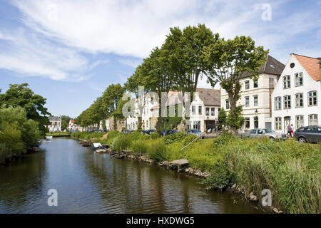 Kanäle in Friedrichs Stadt, Kanäle in der Stadt Friedrichs |, Grachten in Friedrichstadt | Grachten in Friedrichstadt | Stockfoto