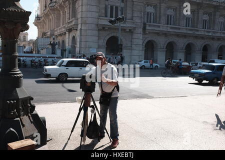 Straßenfotograf Havanna Kuba 2017 Stockfoto