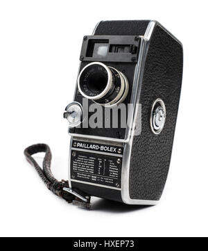 Vintage (1949) Schweizer Paillard-Bolex L8 mechanische 8mm Cine / Film film Kamera mit Yvar 12,5 mm f/2.8 Objektiv. Stockfoto