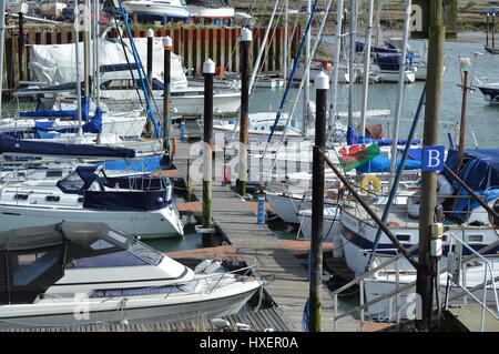 Yachten in Tollesbury Marina Stockfoto