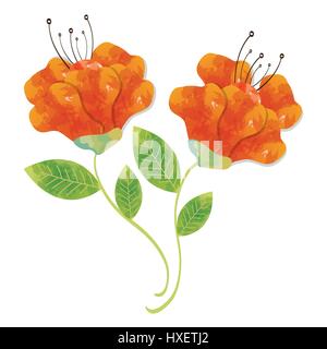 Colorwater Farbe orange Blumen Stock Vektor