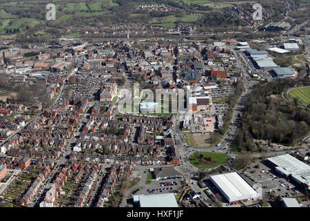 Luftaufnahme von Chesterfield Town Centre, Großbritannien Stockfoto