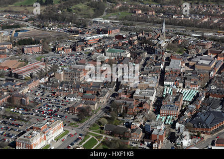 Luftaufnahme von Chesterfield Town Centre, Großbritannien Stockfoto