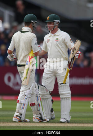 MICHAEL CLARKE & BRAD HADDIN ENGLAND V Australien LORDS LONDON ENGLAND 19. Juli 2009 Stockfoto