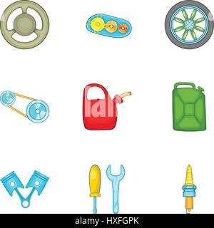 Autoreparaturen Icons Set, Cartoon-Stil Stock Vektor