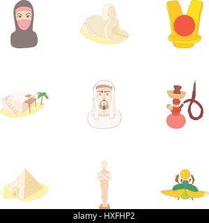 Land Ägypten Icons set, cartoon-Stil Stock Vektor