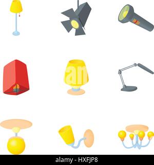 Licht-Equipment Icons Set, Cartoon-Stil Stock Vektor