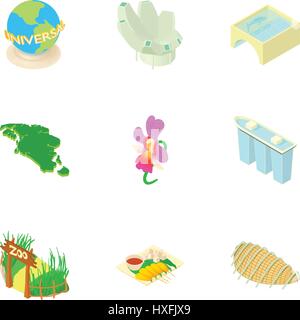 Urlaub in Singapur Icons Set, Cartoon-Stil Stock Vektor