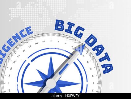 Virtual-Reality-Konzept mit Kompass zeigt in Richtung text Stock Vektor