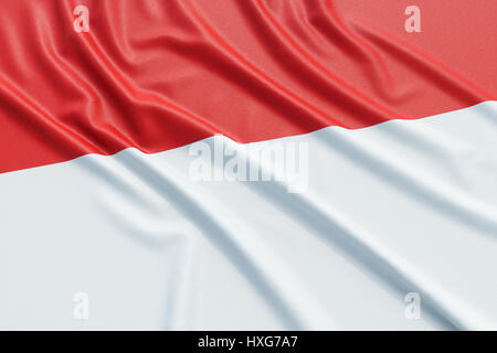 Indonesien-Flagge. Wellige hoch detaillierte Stoff. Abbildung 3D-Rendering Stockfoto