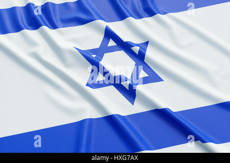 Israel-Flagge. Wellige hoch detaillierte Stoff. Abbildung 3D-Rendering Stockfoto