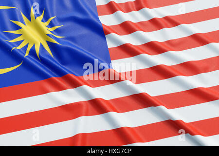 Malaysia-Flagge. Wellige hoch detaillierte Stoff. Abbildung 3D-Rendering Stockfoto