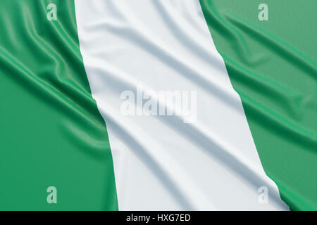 Nigeria Flagge. Wellige hoch detaillierte Stoff. Abbildung 3D-Rendering Stockfoto