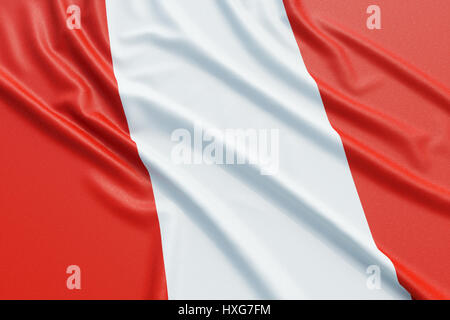 Peru-Flagge. Wellige hoch detaillierte Stoff. Abbildung 3D-Rendering Stockfoto