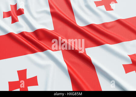 Georgien-Flagge. Wellige hoch detaillierte Stoff. Abbildung 3D-Rendering Stockfoto