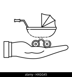 Baby Kinderwagen Schutzsymbol, Umriss-Stil Stock Vektor