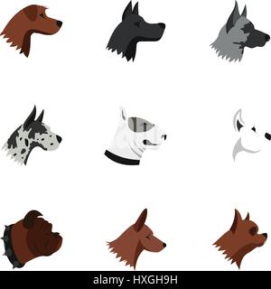 Hund Icons set, flach Stil Stock Vektor