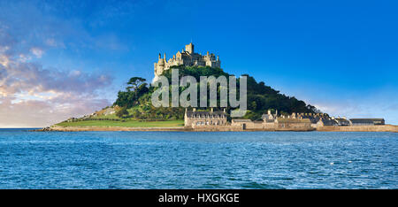 St. Michaels Mount Gezeiten-Insel, Mount Bay, Cornwall, England, Vereinigtes Königreich. Stockfoto