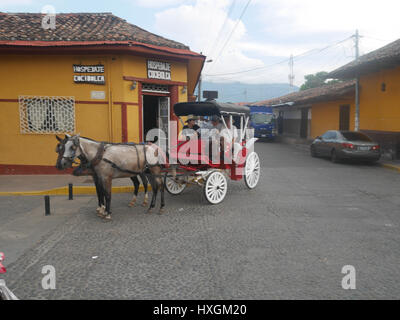 Reiten Sie in Nicaragua Granada mit einem Wagen von Pferden gezogen wird Stockfoto