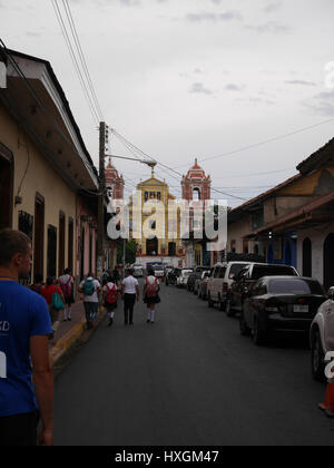 El Calvario Kirche In León, Nicaragua. Bunte Kultur Stockfoto