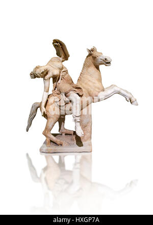 Römischen Marmorskulptur einer Amazone zu Pferd, ein 2. Jahrhundert n. Chr., Inv 6407, National Museum of Archaeology, Neapel, weißer Hintergrund, Stockfoto