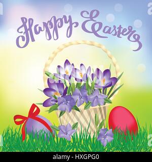 Easter Vector Vintage Karte Satz Frohe Ostern... Handschriftliche Ausdruck. Stock Vektor