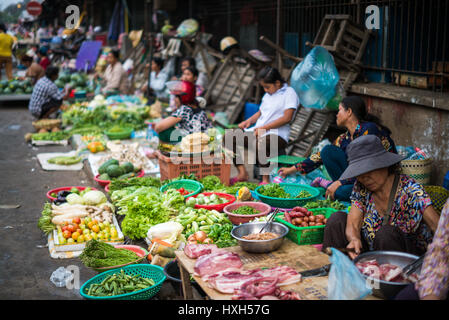 Psar Nat, der zentrale Markt, Stadt Battambang, Provinz Battambang, Kambodscha, Asien Stockfoto