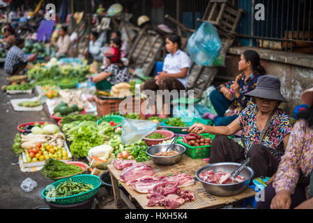 Psar Nat, der zentrale Markt, Stadt Battambang, Provinz Battambang, Kambodscha, Asien Stockfoto