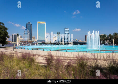 Skyline von Jacksonville, Freundschaft Brunnen, Florida, USA Stockfoto