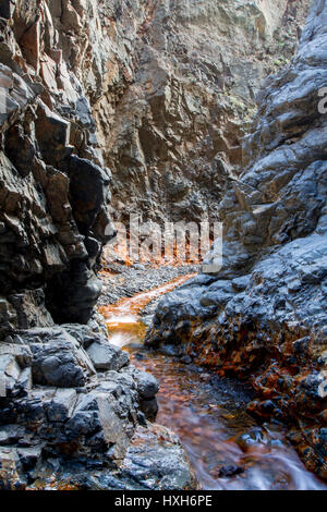 Cascada de Los Colores, Barranco de Las Angustias, Nationalpark Caldera de Taburiente, La Palma, Kanarische Inseln Stockfoto