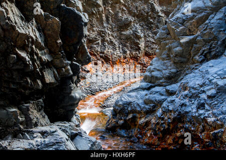 Cascada de Los Colores, Barranco de Las Angustias, Nationalpark Caldera de Taburiente, La Palma, Kanarische Inseln Stockfoto