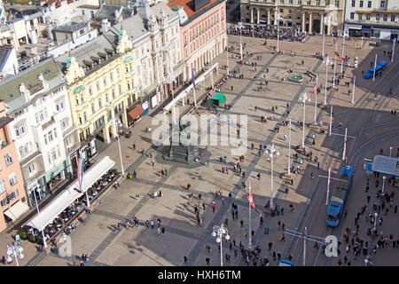 Luftbild bei Ban Jelacic Platz in Zagreb, Hauptstadt Kroatiens Stadt Stockfoto