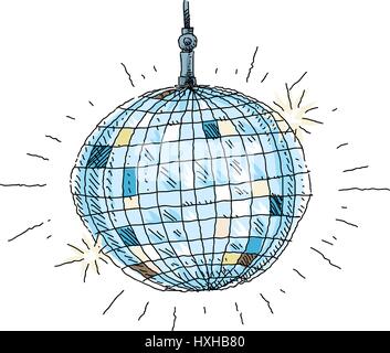 Eine Karikatur eines glänzenden, helle disco Mirror Ball. Stock Vektor
