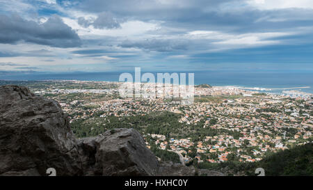 Weiten Blick über Denia Montgo Berg, Alicante, Mittelmeer, Spanien Stockfoto