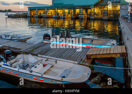 Die Polizeieinheit Marina dockt an Queens Quay West, Toronto, Ontario, Kanada. Stockfoto