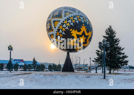 Riesige Pysanka, Ostern Ei, Elche Park Vegreville, Alberta, Kanada Stockfoto