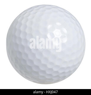 Eine weiße Golfball isoliert auf einem weißen Hintergrund mit einem Beschneidungspfad Stockfoto